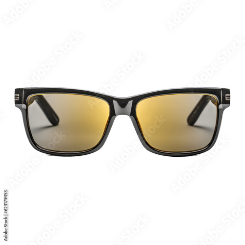 Plastic frame sunglasses isolated on transparent background. Generative AI