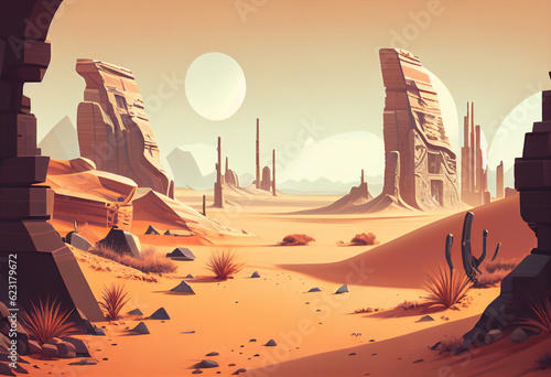 Desert background asset game 2D futuristic generative ai