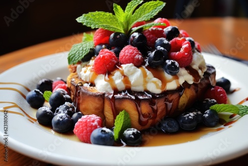 French toast with cream and berries