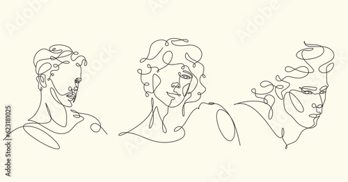 Men line art vector. Continuous one line drawing of man portrait. Muscular man body, Hairstyle. Fashionable men's style. 