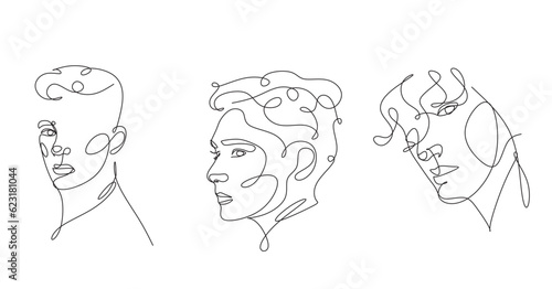 Wallpaper Mural Men line art vector. Continuous one line drawing of man portrait. Muscular man body, Hairstyle. Fashionable men's style.	 Torontodigital.ca