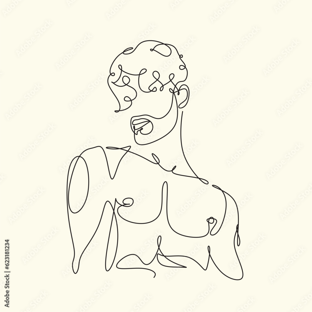 Men line art vector. Continuous one line drawing of man portrait. Muscular man body, Hairstyle. Fashionable men's style. Men line art vector. Continuous one line drawing of man portrait. Muscular man body, Hairstyle. Fashionable men's style.
