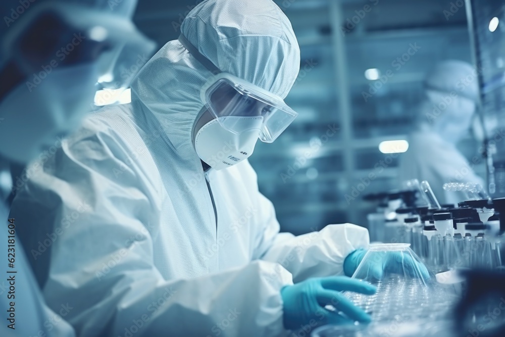 Scientists Conducting Research in High-Security Laboratory Generative AI