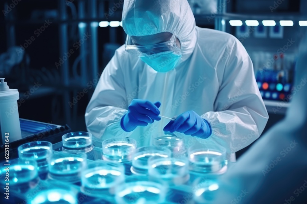 Scientists Conducting Research in High-Security Laboratory Generative AI Scientists Conducting Research in High-Security Laboratory Generative AI