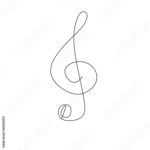 Continuous one  line art musical notes, instrumental lines, simple style music, hand-drawn vector illustrations