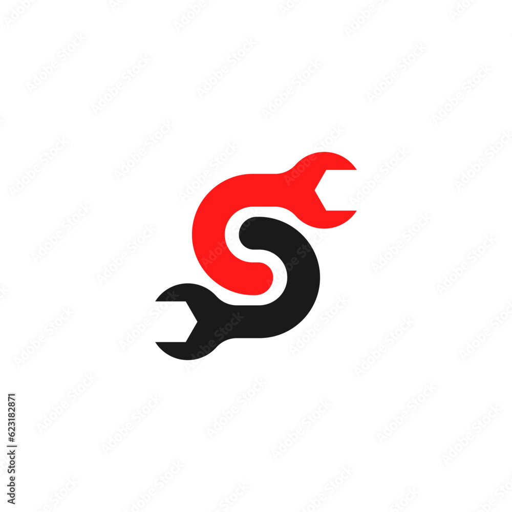 Service symbol with letter s concept and wrench icon. Service symbol with letter s concept and wrench icon.