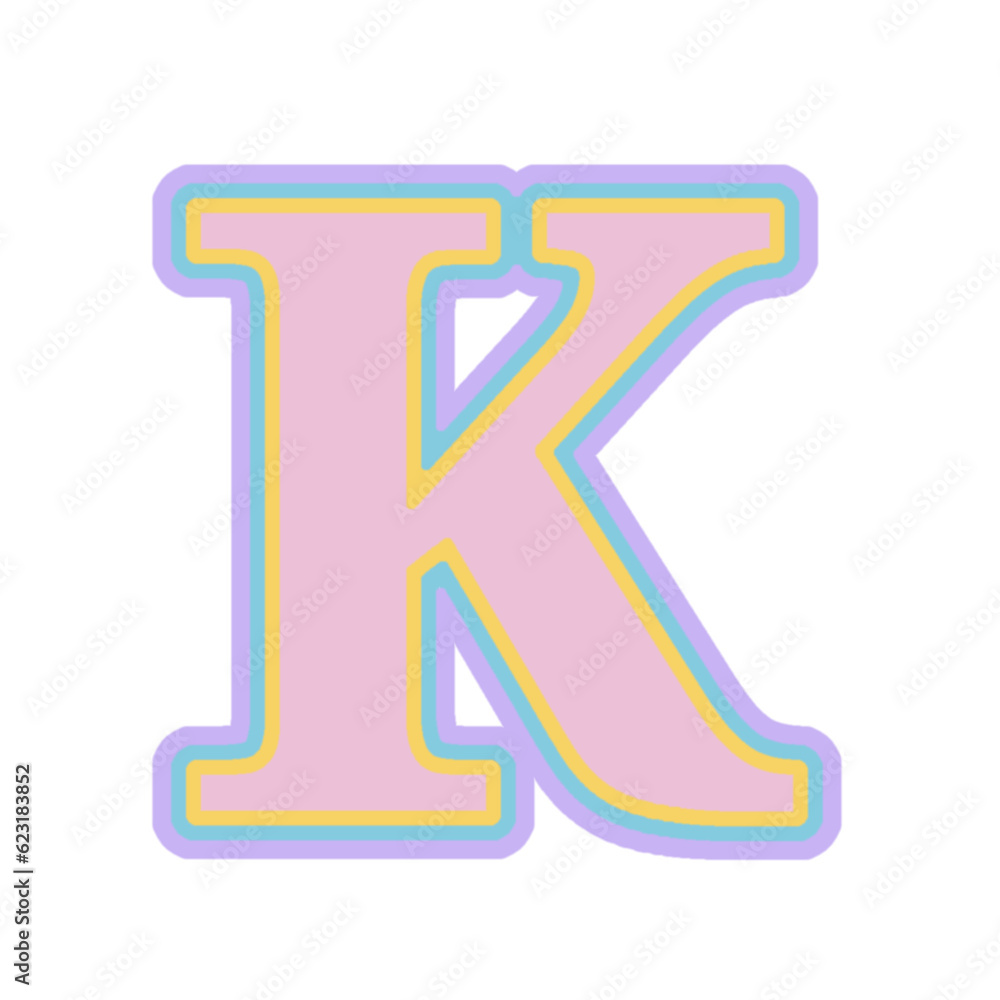 Stylized pink letter K. Custom font. Decorative art.
Stylized pink letter K. Custom font. Decorative art.