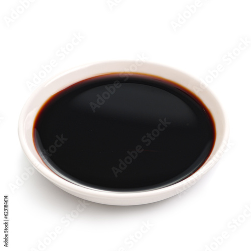 Bowl of Soy sauce isolated on white background