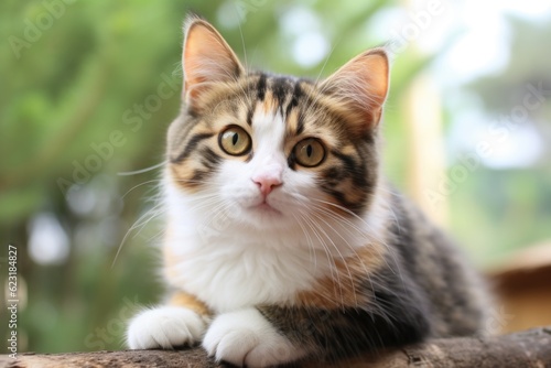 Portrait of Tiny Cute Adorable Cat Kitten Facing Camera generative AI.

