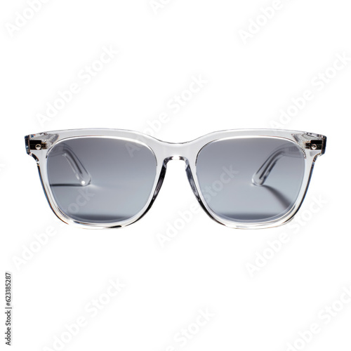 Clear frame sunglasses isolated on transparent background. Generative AI