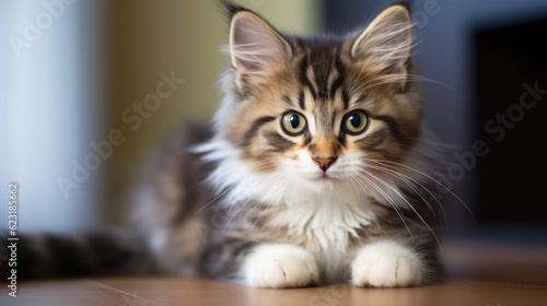 Fluffy Adorable Cat with Cute Features Generative AI © Ecleposs