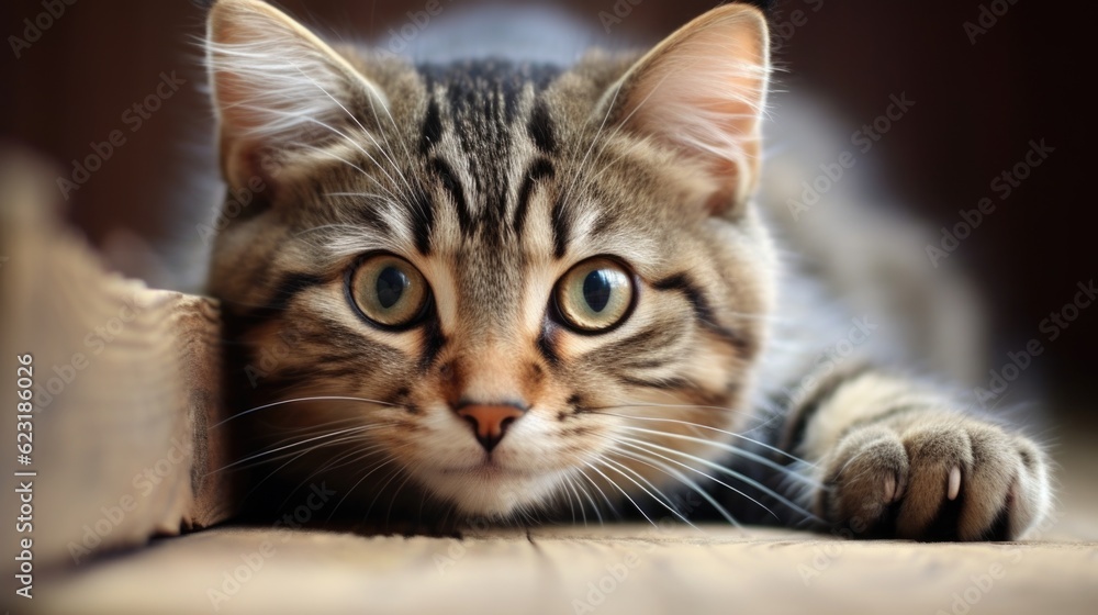 Naklejka premium Portrait of a Cute Adorable Kitten generative AI