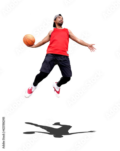 Basketball fun concept. We love basketball. Asian basketball player jumping © I LOVE PNG