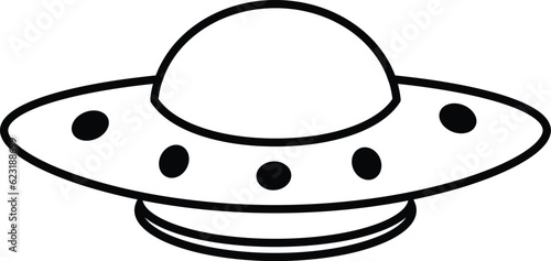 UFO Outline Icon. UFO Line Art Logo. Vector Illustration. Isolated on White Background. Editable Stroke