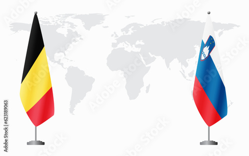 Belgium and Slovenia flags for official meeting