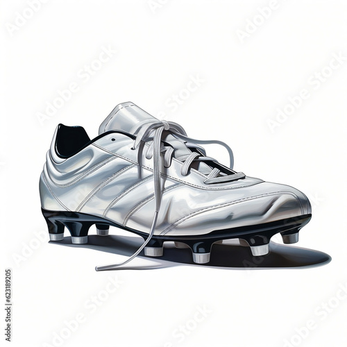 Classic white football boots on a white background. european football
