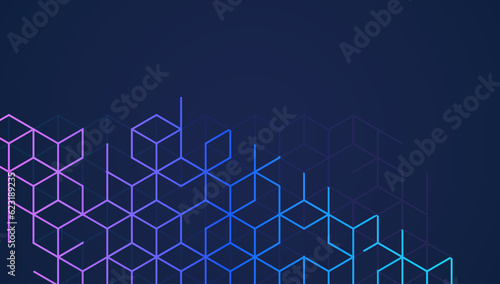 Tableau sur toile Abstract geometric background with isometric digital blocks