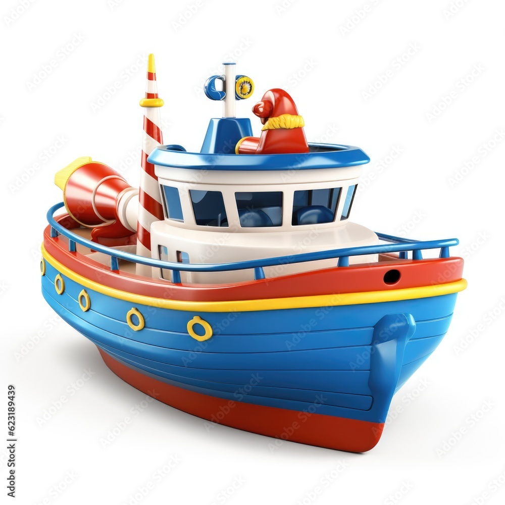 Colorful Cartoon Fishing Boat with Whimsical Design generative AI Colorful Cartoon Fishing Boat with Whimsical Design generative AI