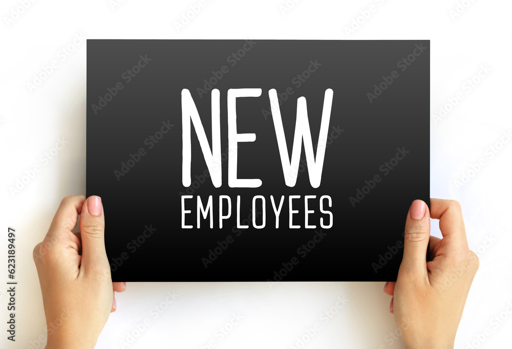 New Employees text on card, concept background New Employees text on card, concept background