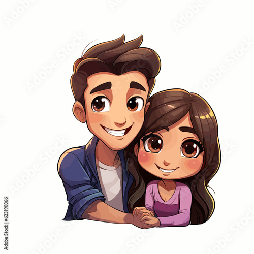 Indian couple hand-drawn comic illustration. Indian couple. Vector doodle style cartoon illustration