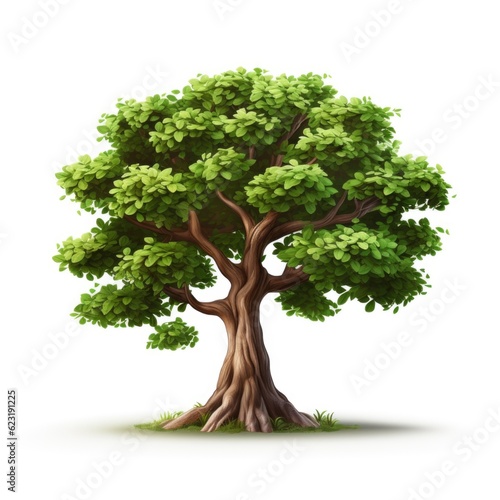 3D Cartoon Tree Isolated on White Background with Clipping Path  Full Depth of Field  and Focus Stacking Generative AI