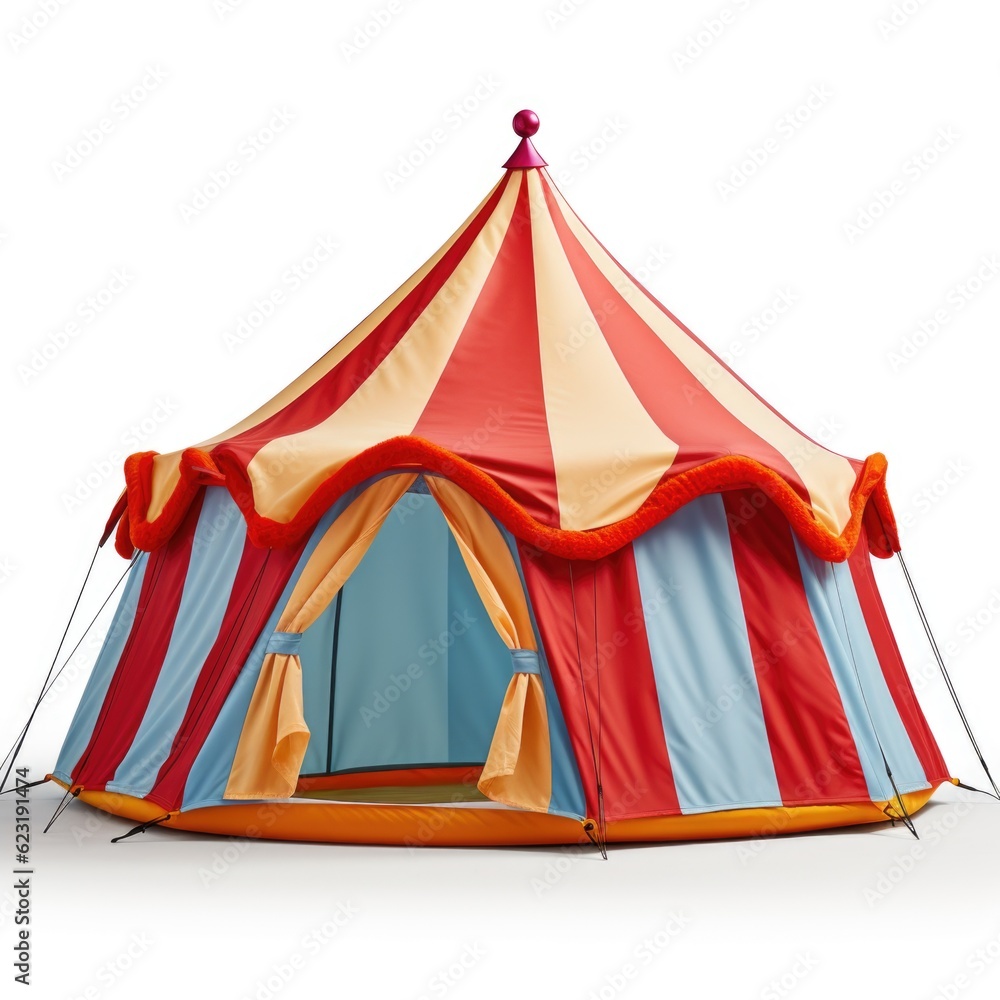 3D Cartoon Tent Isolated on White Background with Clipping Path, Full Depth of Field, and Focus Stacking Generative AI