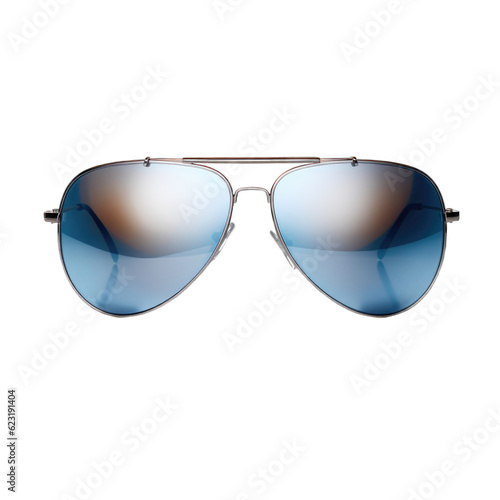 Photographie Mirrored aviator sunglasses isolated on transparent background