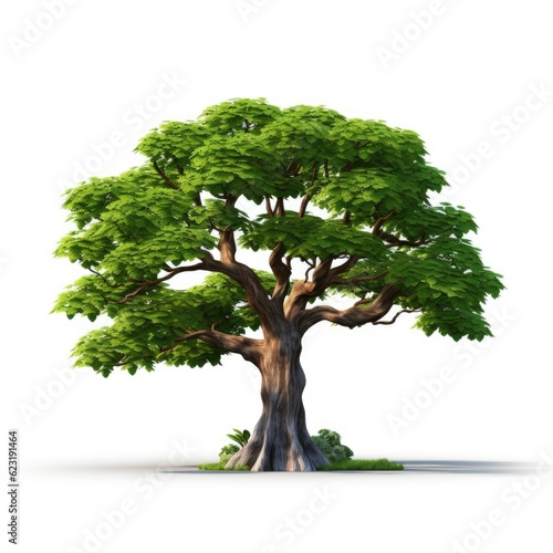 3D Cartoon Tree Isolated on White Background with Clipping Path  Full Depth of Field  and Focus Stacking Generative AI