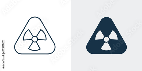 Nuclear Radiation icon with Triangle Vector. sign of radioactive, danger, warning line illustration