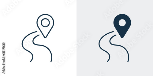 Road map relocation icon vector. route, tracking, path icon outline illustration