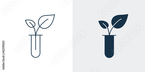 Test Tube with Plant icon vector. Biology, lab, science outline illustration