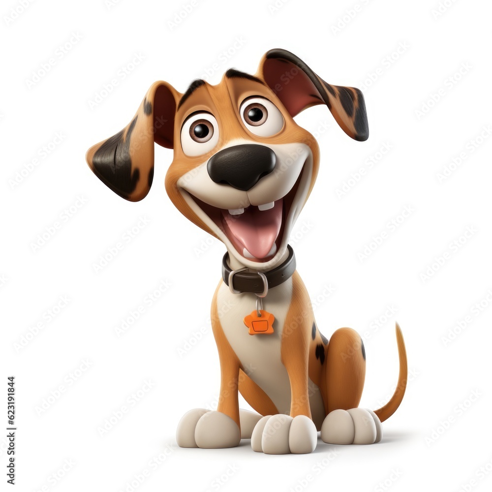 Playful Paws: 3D Cartoon Dog Isolated on White Background with Clipping Path, Full Depth of Field, and Focus Stacking Generative AI Playful Paws: 3D Cartoon Dog Isolated on White Background with Clipping Path, Full Depth of Field, and Focus Stacking Generative AI
