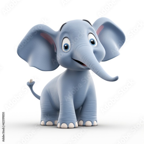 3D Cartoon Elephant in Isolation  Full Depth of Field  and Focus Stacking Generative AI