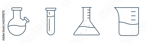 Laboratory glass icon vector. Science, test tube, comical  flask solid, and line illustration