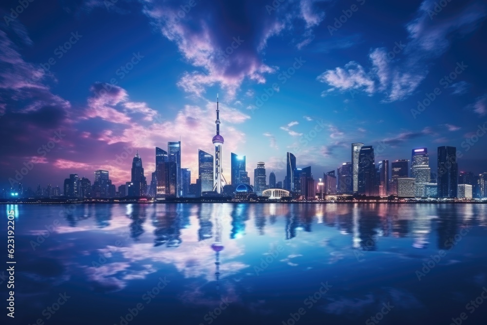 Fototapeta premium Tranquil Reflections: Japanese Landscape Serenity Generative AI