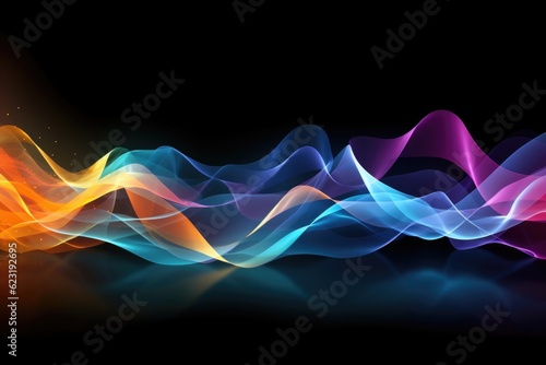 Melodic Waves: Rainbow-Colored Wavy Background with Musical Vibes Generative AI