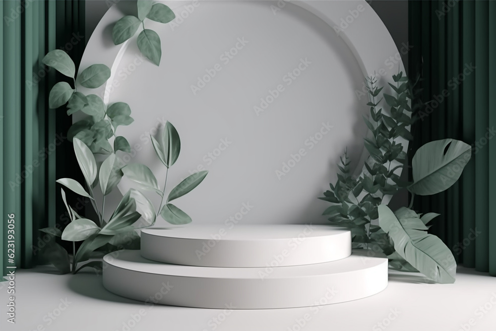 Beautiful podium for whitening skincare products display backdrop templates Floor Space Shadow with generative AI technology Beautiful podium for whitening skincare products display backdrop templates Floor Space Shadow with generative AI technology