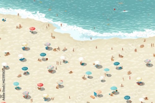  Sandy Serenity: Beach-Inspired Generative AI Pixel Pattern © Ecleposs
