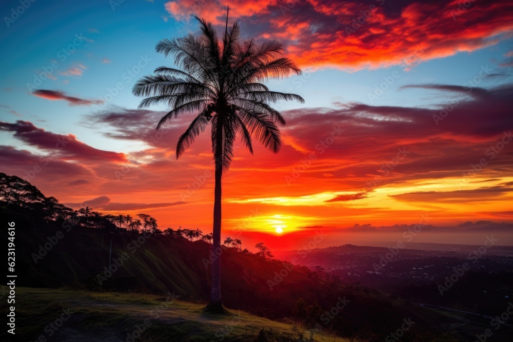 Obraz premium Golden Horizons: Sunset in the Natural Beauty of Colombia, LATAM Generative AI