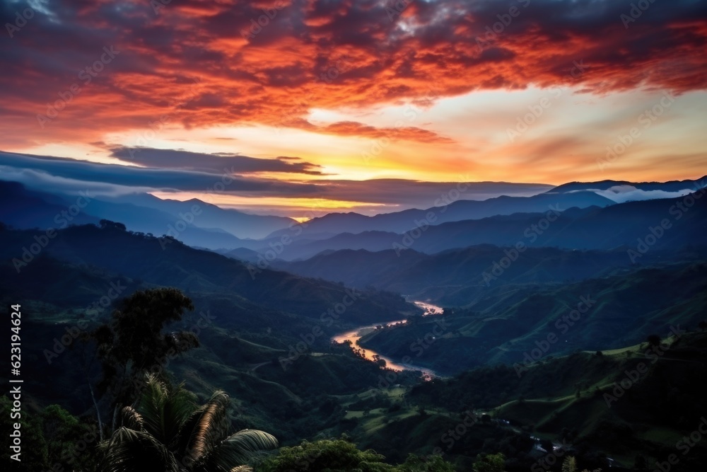 Golden Horizons: Sunset in the Natural Beauty of Colombia, LATAM Generative AI Golden Horizons: Sunset in the Natural Beauty of Colombia, LATAM Generative AI