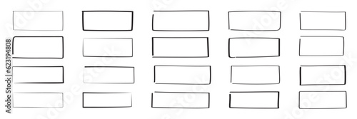 Set of hand drawn rectangle. Text box and frames. Vector illustration.