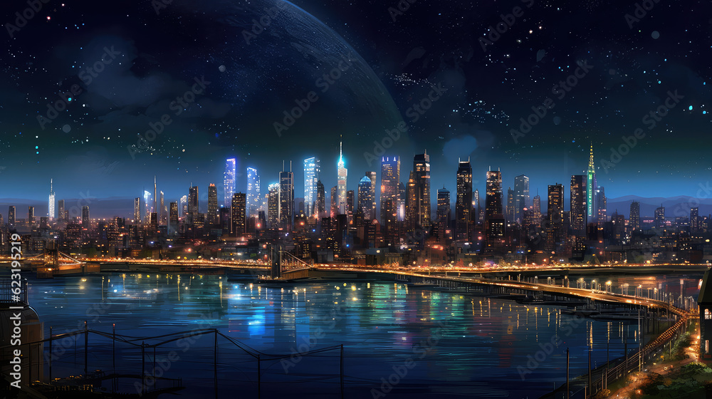 A city of tomorrow photo realistic illustration - Generative AI.