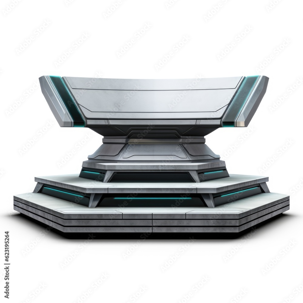 Modern Sci-Fi Empty Podium Isolated on White Background with Clipping Path, Full Depth of Field, and Focus Stacking Generative AI Modern Sci-Fi Empty Podium Isolated on White Background with Clipping Path, Full Depth of Field, and Focus Stacking Generative AI