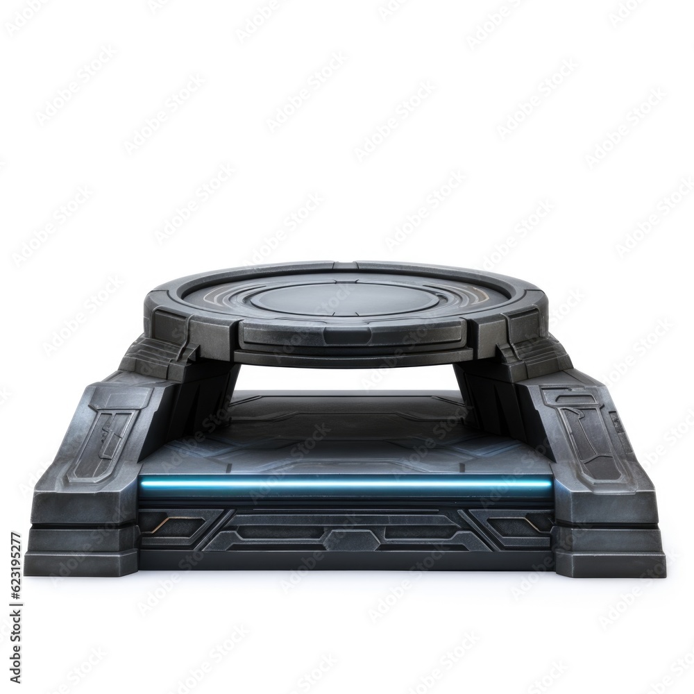 Modern Sci-Fi Empty Podium Isolated on White Background with Clipping Path, Full Depth of Field, and Focus Stacking Generative AI Modern Sci-Fi Empty Podium Isolated on White Background with Clipping Path, Full Depth of Field, and Focus Stacking Generative AI