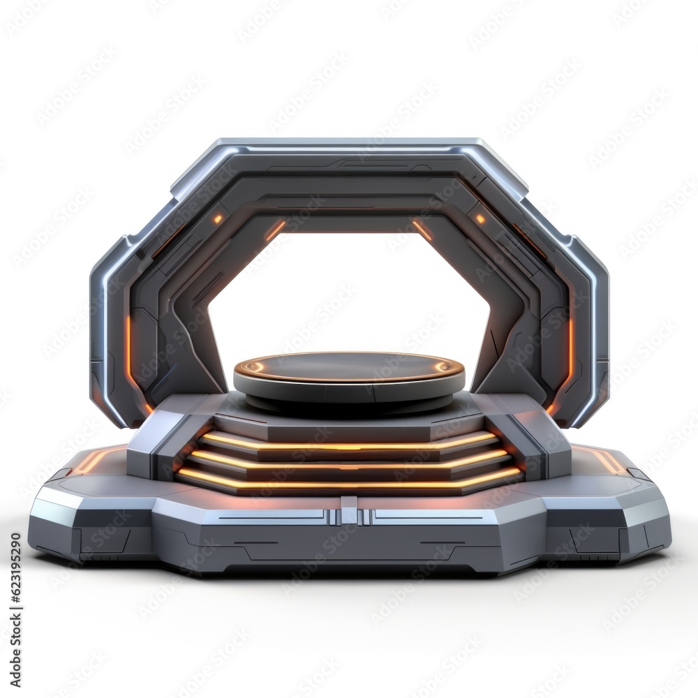 Modern Sci-Fi Empty Podium Isolated on White Background with Clipping Path, Full Depth of Field, and Focus Stacking Generative AI Modern Sci-Fi Empty Podium Isolated on White Background with Clipping Path, Full Depth of Field, and Focus Stacking Generative AI