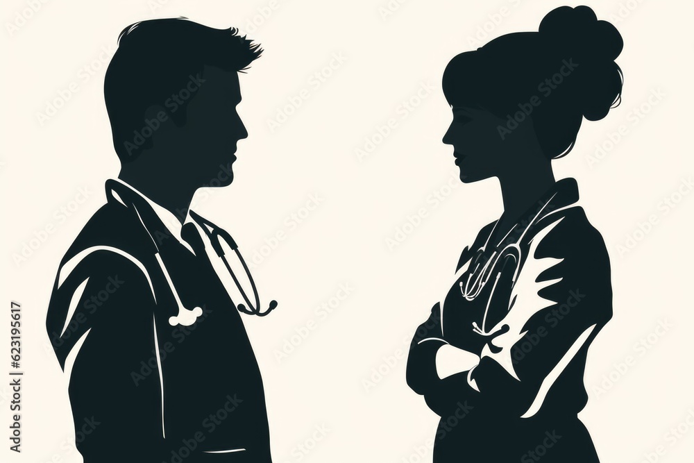 Medical Guardians: Silhouette of Doctor and Nurse Generative AI Medical Guardians: Silhouette of Doctor and Nurse Generative AI