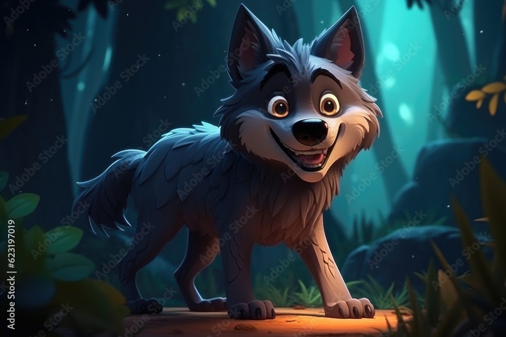 Fototapeta Cute Adorable Cartoon Werewolf in Cinematic Shot Generative AI
