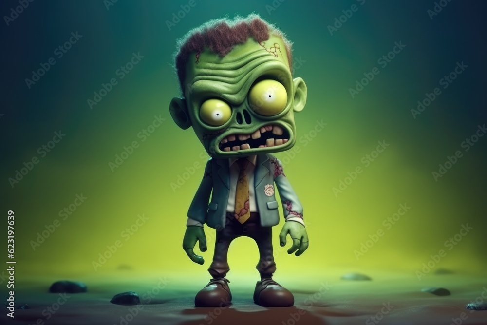 3D Cute Adorable Cartoon Zombie in Cinematic Shot Generative AI 3D Cute Adorable Cartoon Zombie in Cinematic Shot Generative AI