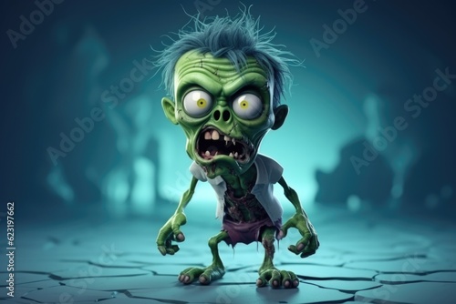 3D Cute Adorable Cartoon Zombie in Cinematic Shot Generative AI © Ecleposs