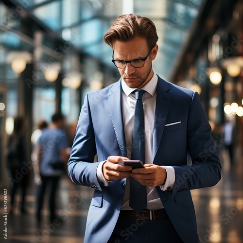 Attractive businessman usin...
